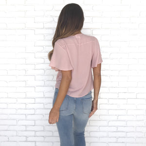 Dainty Philosophy Wrap Blouse in Dusty Pink - Dainty Hooligan