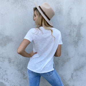 Mindy Basic V Neck In White - Dainty Hooligan