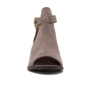 Carrie Open Toe Booties in Taupe - Dainty Hooligan