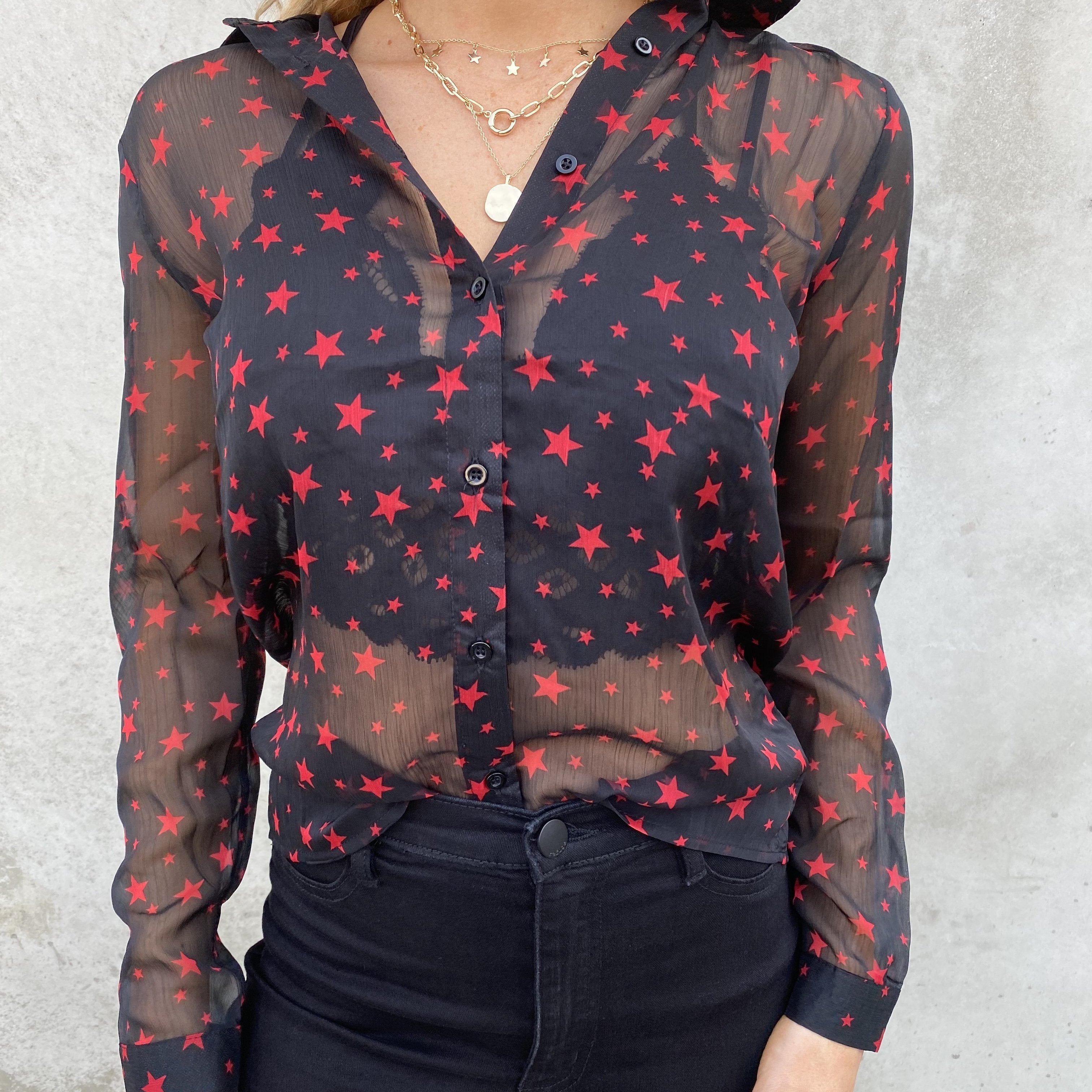 Wish Upon A Star Long Sleeve Blouse - Dainty Hooligan