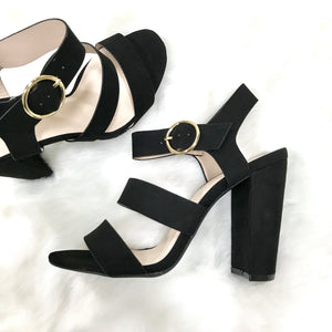 Luna Open Toe Heels in Black - Dainty Hooligan