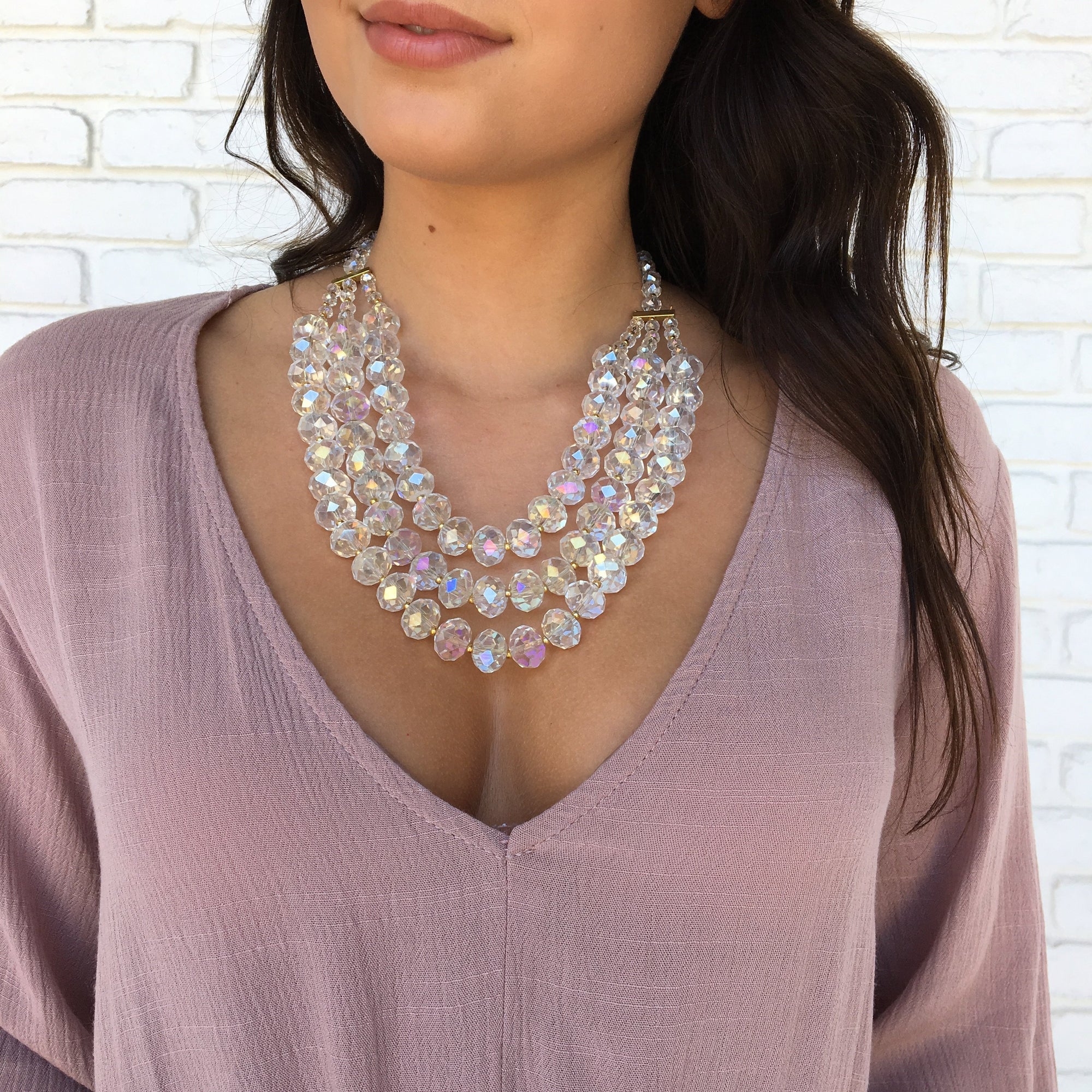 Lucite Layered Crystal Necklace - Dainty Hooligan