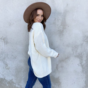 Give It A Twist Knit Sweater In Ivory - Dainty Hooligan