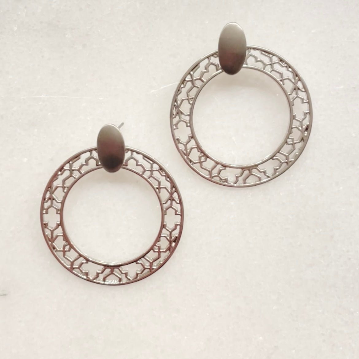 Mystique Laser Cut Silver Hoop Earrings - Dainty Hooligan