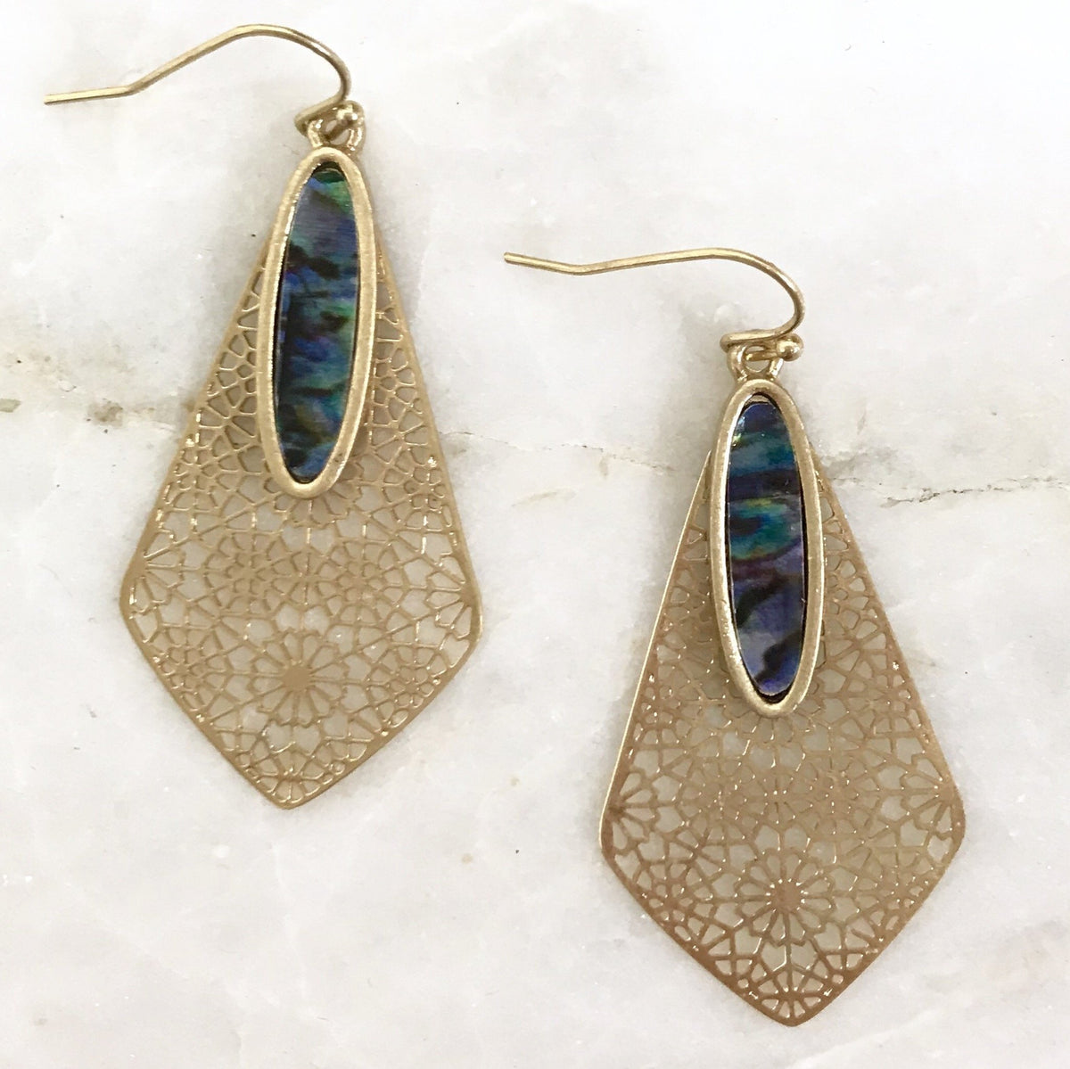 Ariana Abalone & Gold Drop Earrings - Dainty Hooligan