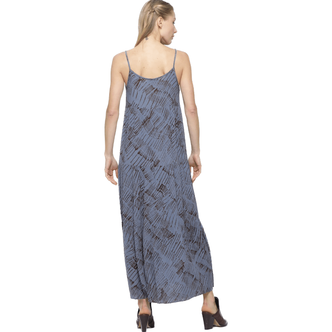 Free Flow Brown & Blue Maxi Dress