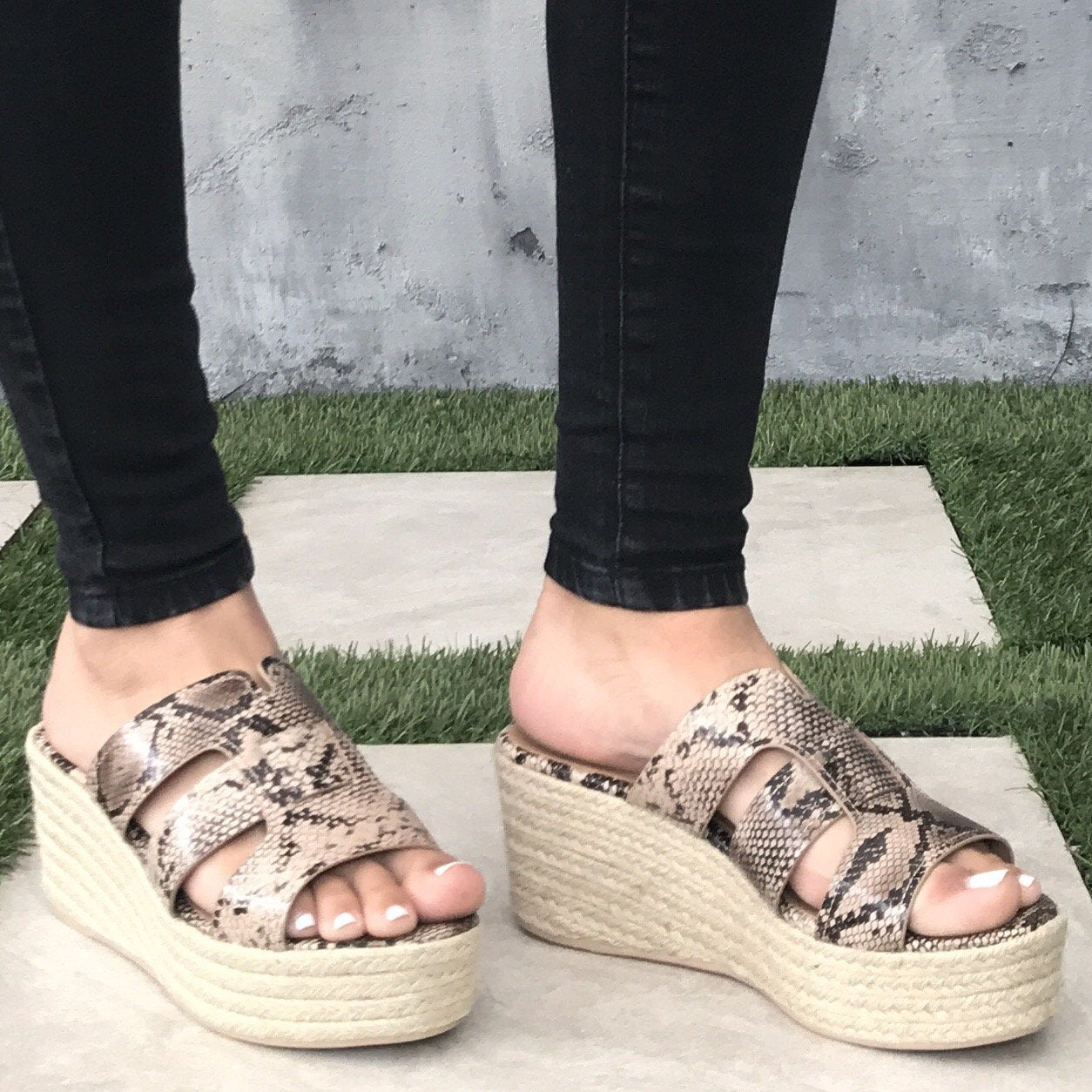 Zelle Snakeskin & Tweed Platform Wedges - Dainty Hooligan