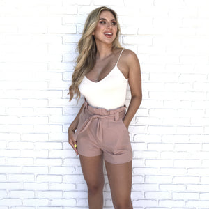 Keep In Touch Mauve Waist Tie Shorts - Dainty Hooligan