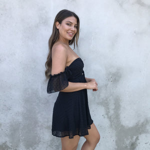 Sweet Sensation Off Shoulder Little Black Dress - Dainty Hooligan