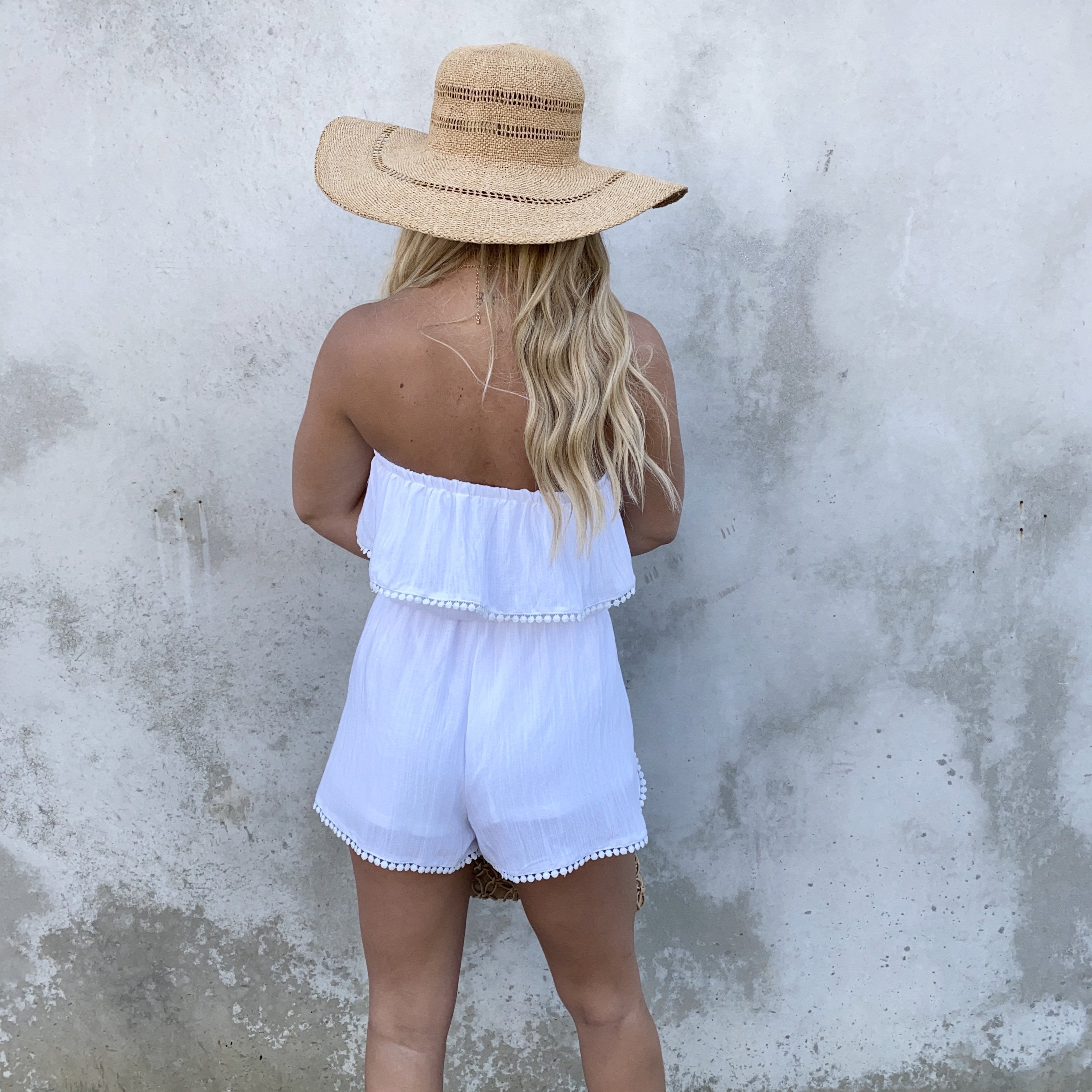 Wide Awake Off Shoulder Tassel White Romper - Dainty Hooligan