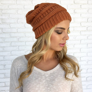 Rust Knit Beanie Hat - Dainty Hooligan