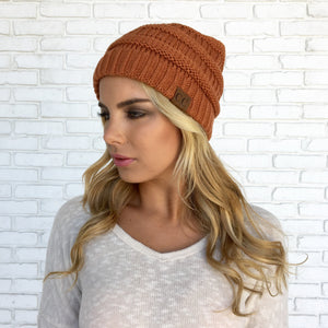 Rust Knit Beanie Hat - Dainty Hooligan