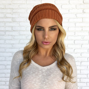 Rust Knit Beanie Hat - Dainty Hooligan