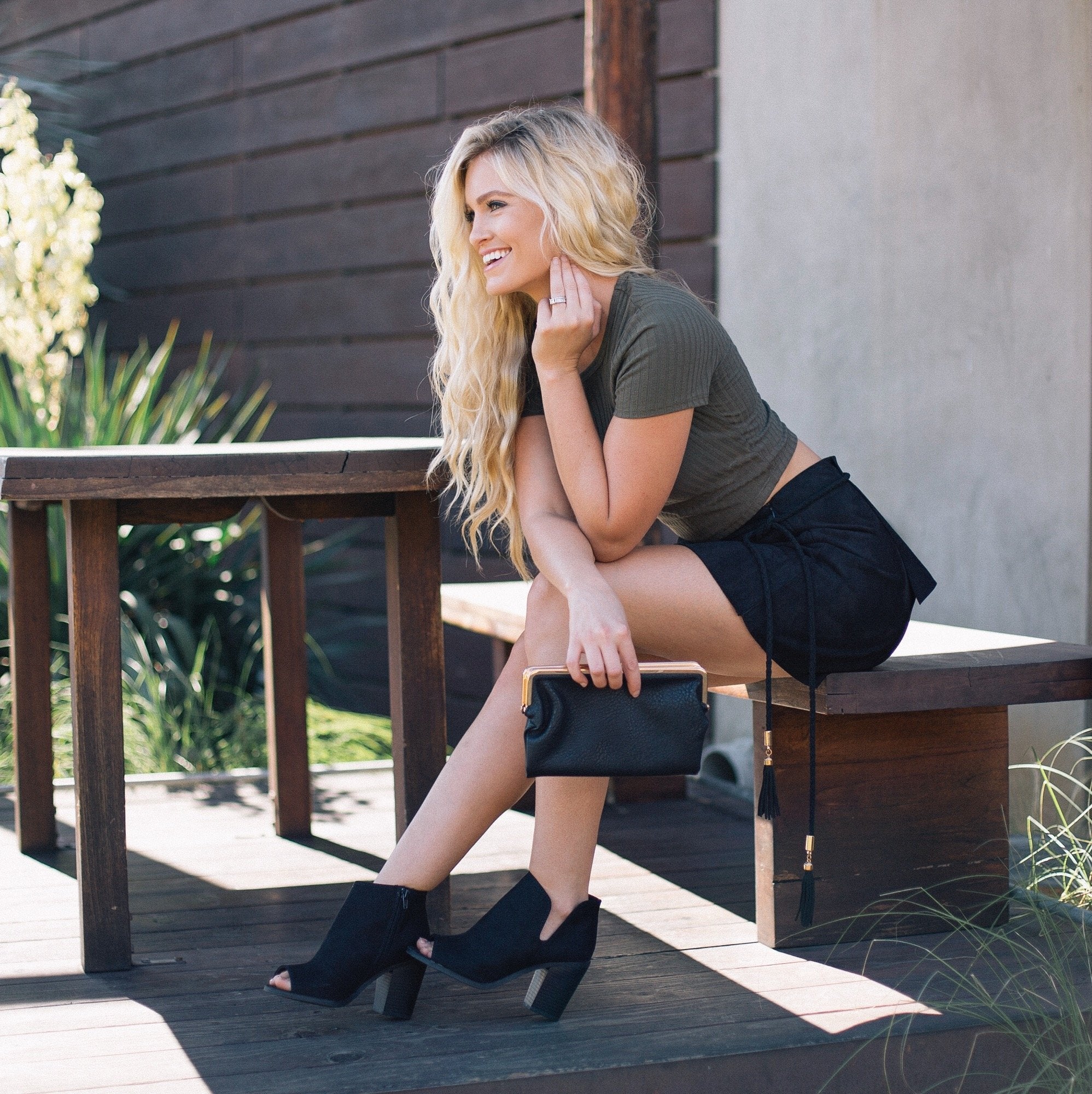 Sandra Double Clasp Clutch in Black - Dainty Hooligan