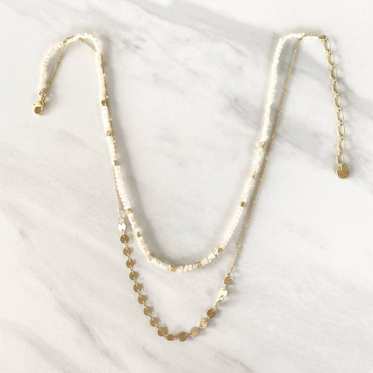 Second Chance Gold Layered Necklace in Ivory - Dainty Hooligan