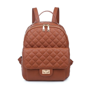 Hailey Vegan Leather Backpack in Cognac - Dainty Hooligan