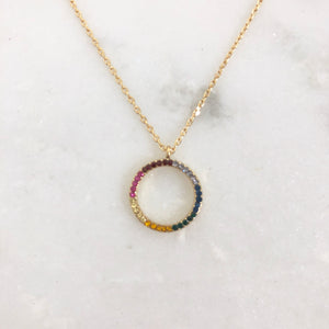 Rainbow Plated Mini Crystal Necklace - Dainty Hooligan