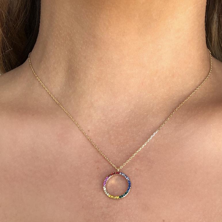 Rainbow Plated Mini Crystal Necklace - Dainty Hooligan