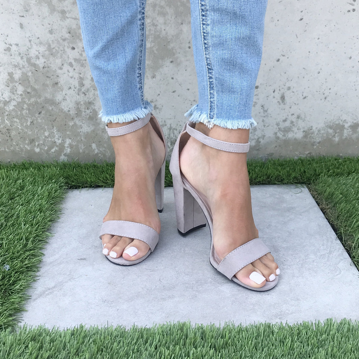 Classy Suede Heels in Grey - Dainty Hooligan