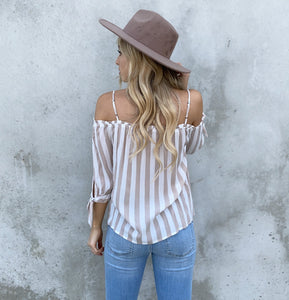 Belmore Nude Stripe Blouse - Dainty Hooligan