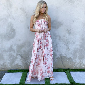 Elegant Romance Pink Floral Print Maxi Dress - Dainty Hooligan