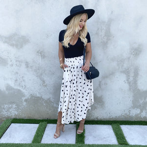 Take A Walk Black & Cream Print Maxi Skirt - Dainty Hooligan