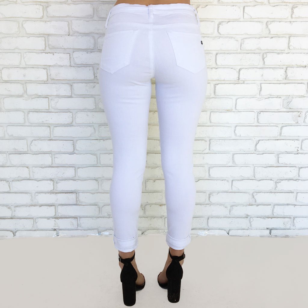 Chloe Distressed Skinny Pants in White - Dainty Hooligan