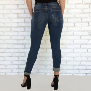 Darla Distressed Skinny Pants in Dark Denim - Dainty Hooligan