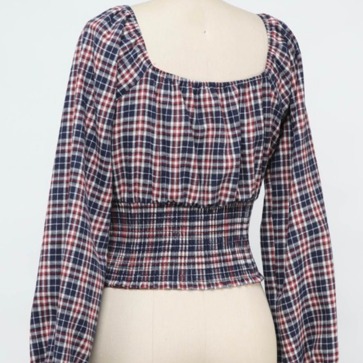 Plaid Smock Long Sleeve Top