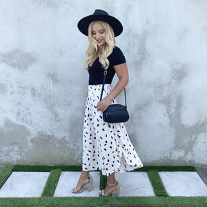 Take A Walk Black & Cream Print Maxi Skirt - Dainty Hooligan