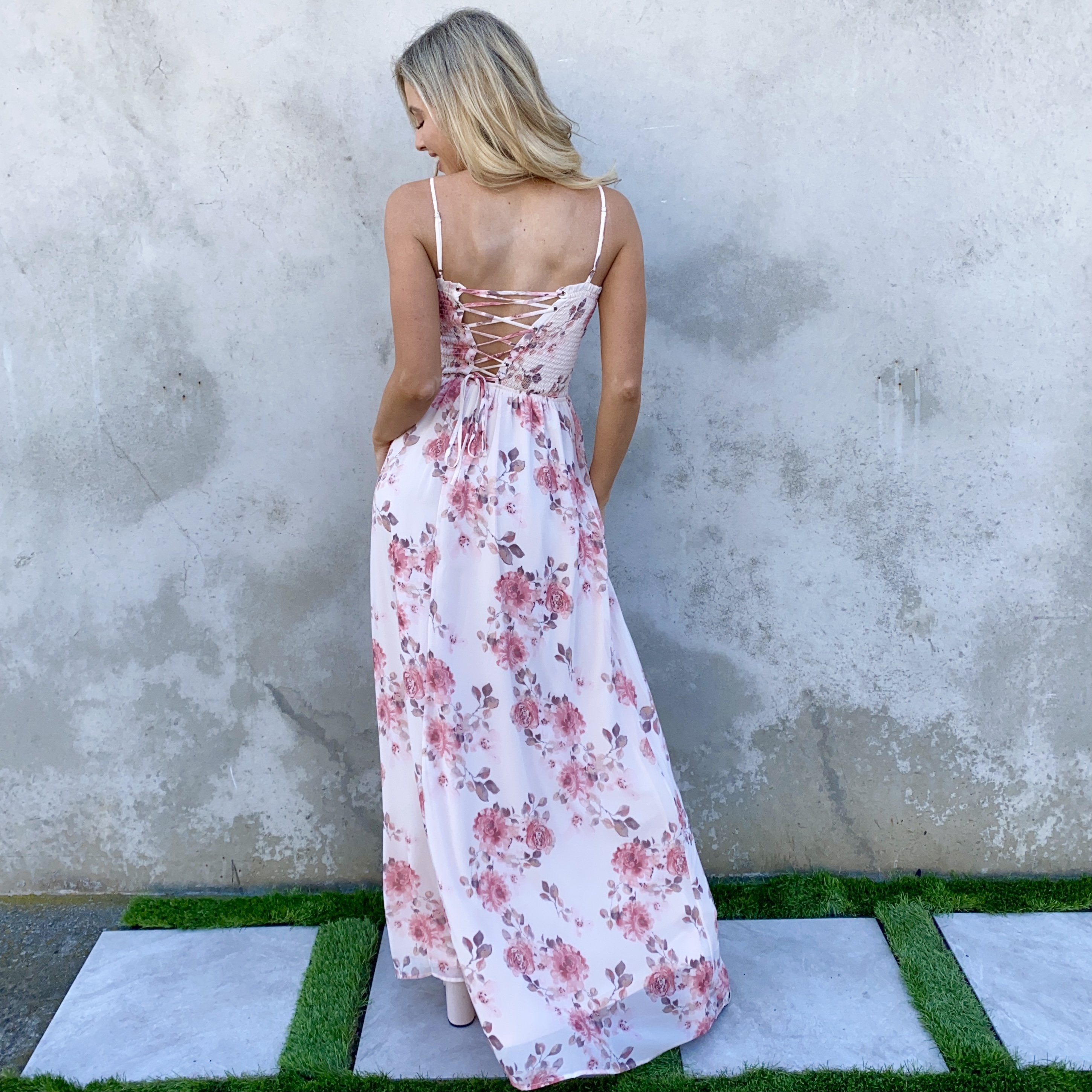 Elegant Romance Pink Floral Print Maxi Dress - Dainty Hooligan