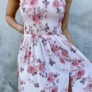 Elegant Romance Pink Floral Print Maxi Dress - Dainty Hooligan