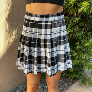 Black & White Plaid Pleated Mini Skirt - Dainty Hooligan