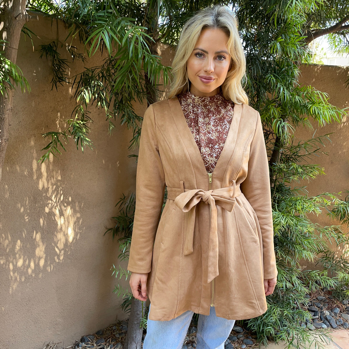 Nightscape Suede Jacket in Camel - Dainty Hooligan