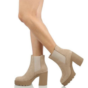 Dress Up Platform Bootie Heels in Beige - Dainty Hooligan