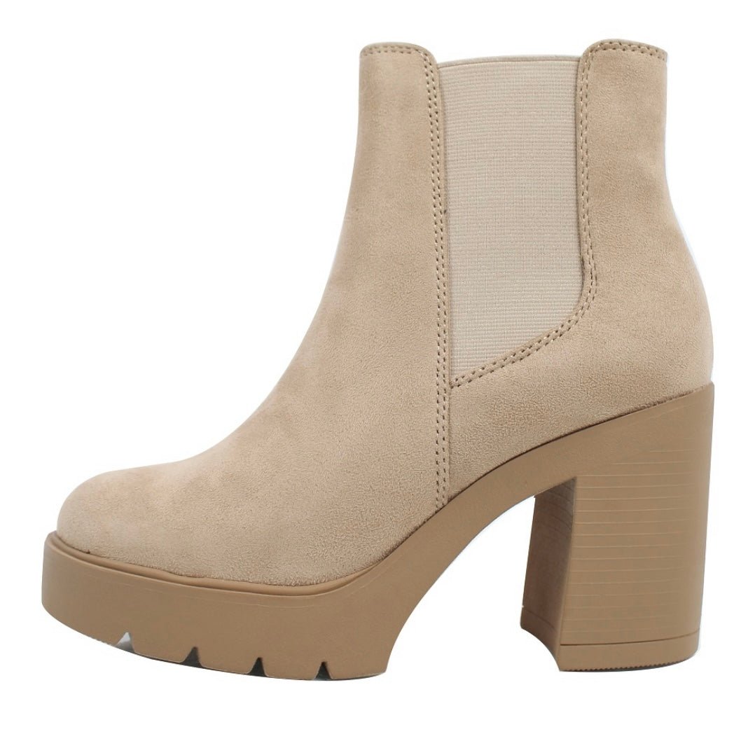 Dress Up Platform Bootie Heels in Beige - Dainty Hooligan