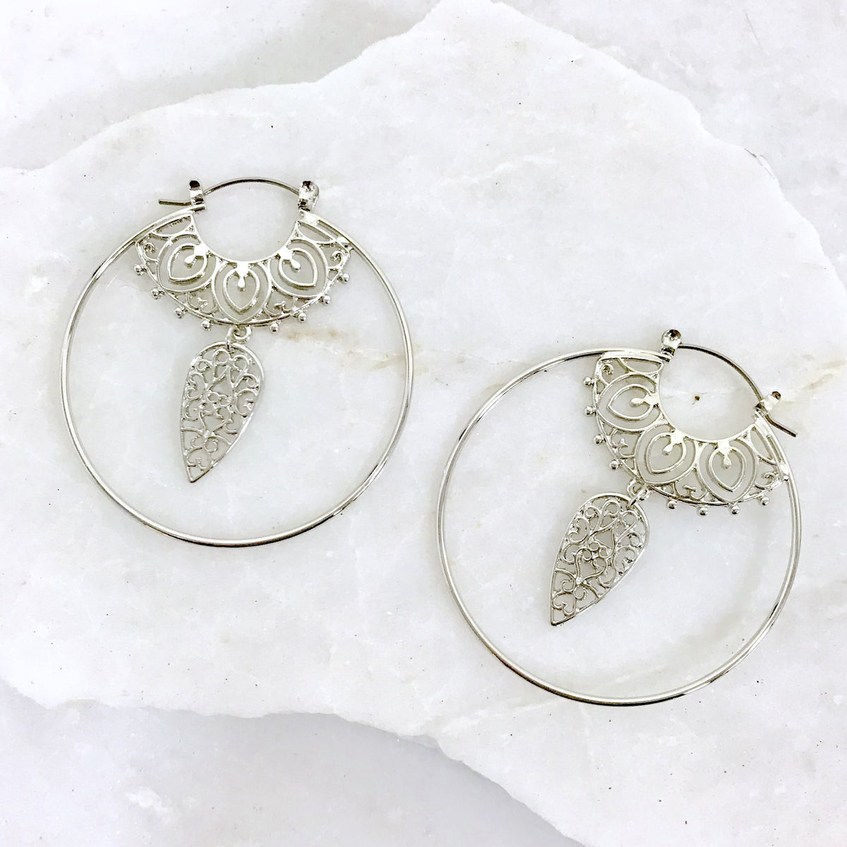 Laser Cut Silver Hoop Earrings - Dainty Hooligan
