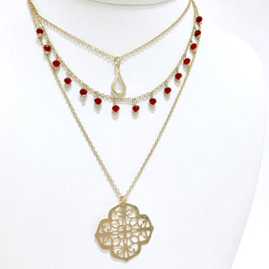 Kehlani Red Stud Golden Necklace - Dainty Hooligan
