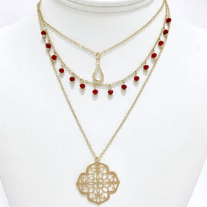 Kehlani Red Stud Golden Necklace - Dainty Hooligan