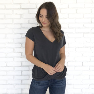 Modest Modal Charcoal Gray Blouse - Dainty Hooligan