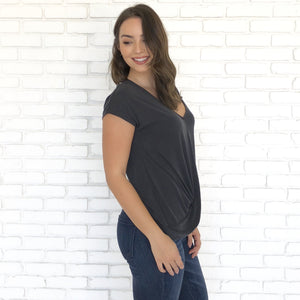 Modest Modal Charcoal Gray Blouse - Dainty Hooligan