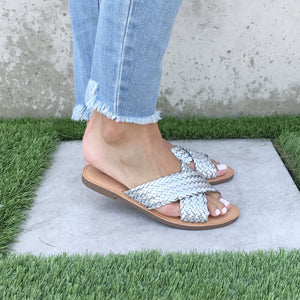 Woven Bliss Silver Sandals - Dainty Hooligan