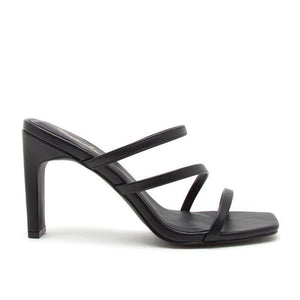 Jules Black Asymmetrical Block Heels - Dainty Hooligan