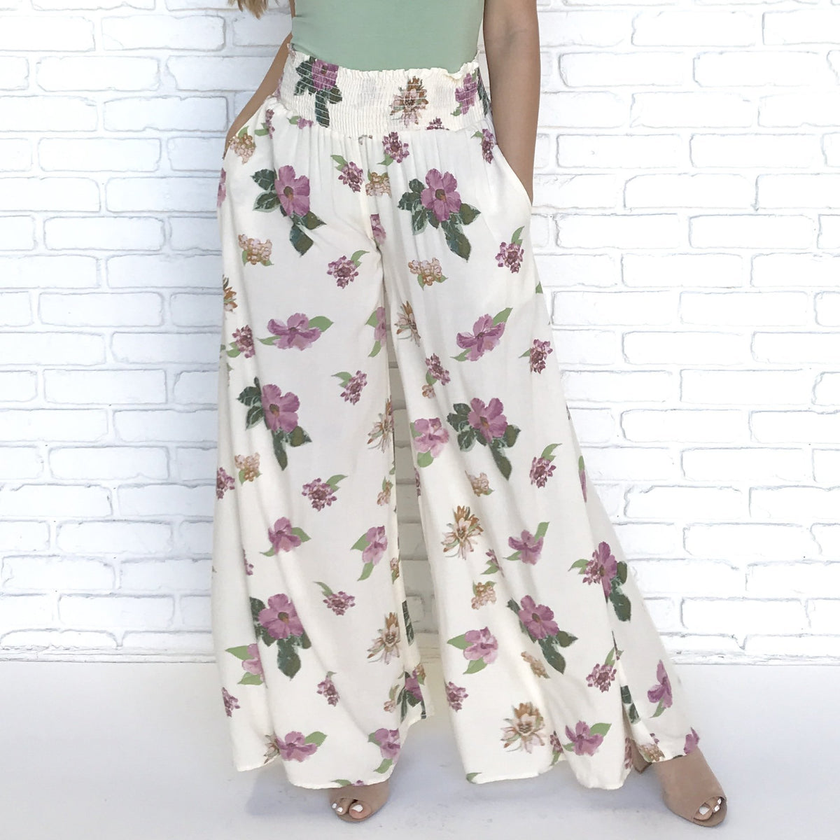 Floral Approach Wide Leg Trouser Pants - Dainty Hooligan