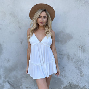 Summer Time Jersey Babydoll Tunic in White - Dainty Hooligan