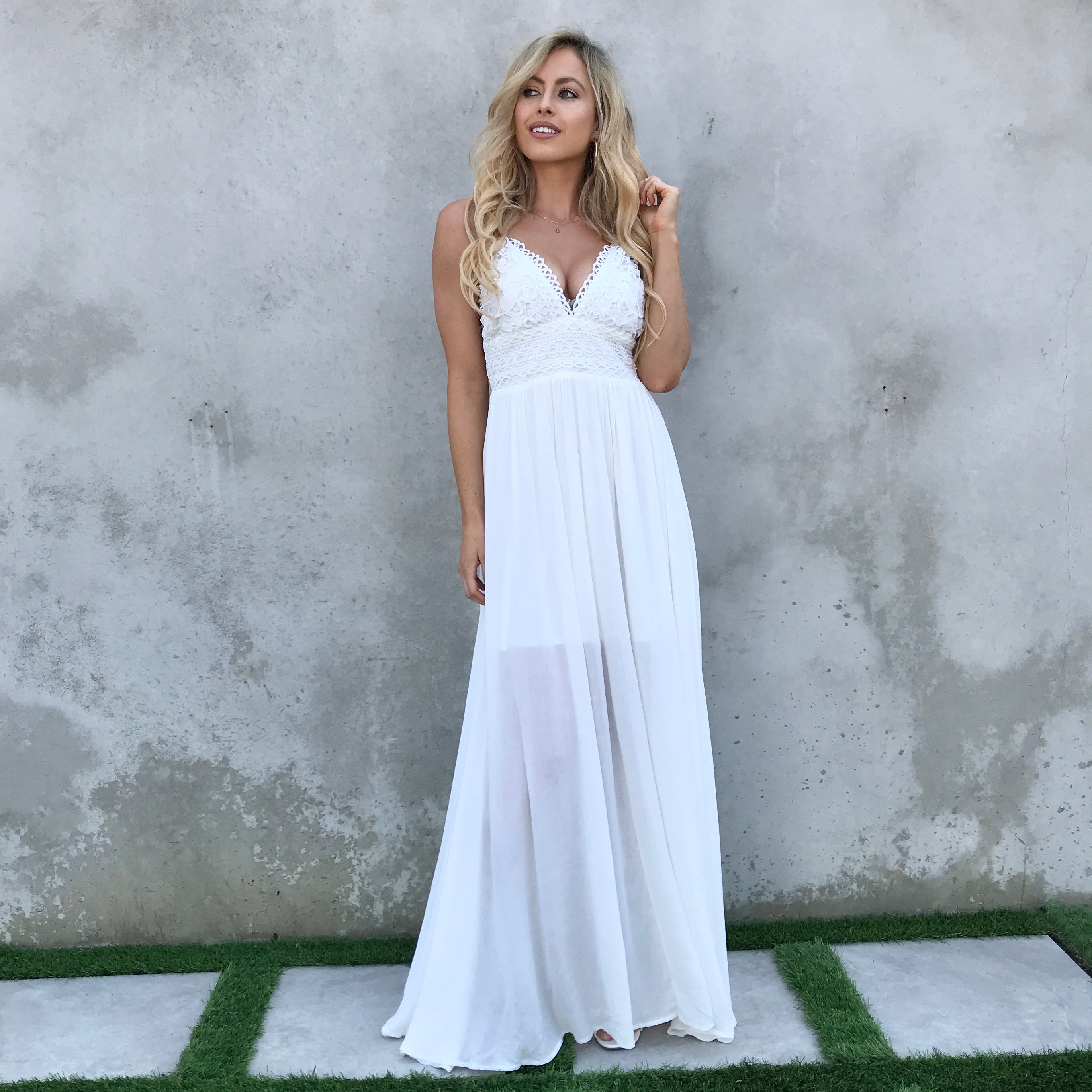 Waiting For Love White Crochet Maxi Dress - Dainty Hooligan