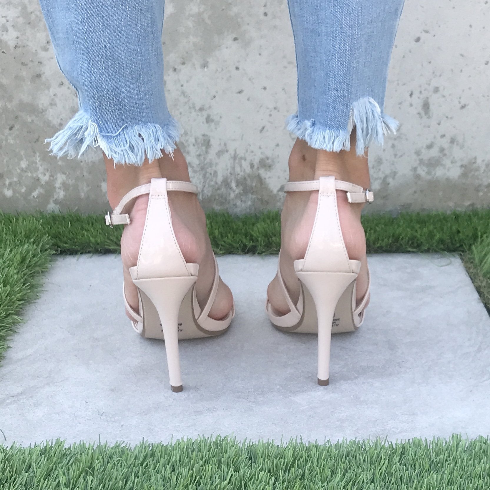 Polished Chic Open Toe Heels In Nude - Dainty Hooligan