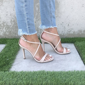 Polished Chic Open Toe Heels In Nude - Dainty Hooligan