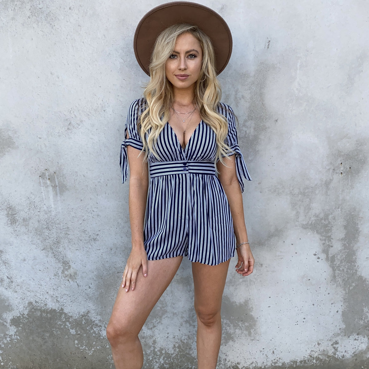 Sail into the Night Navy Stripe Romper - Dainty Hooligan