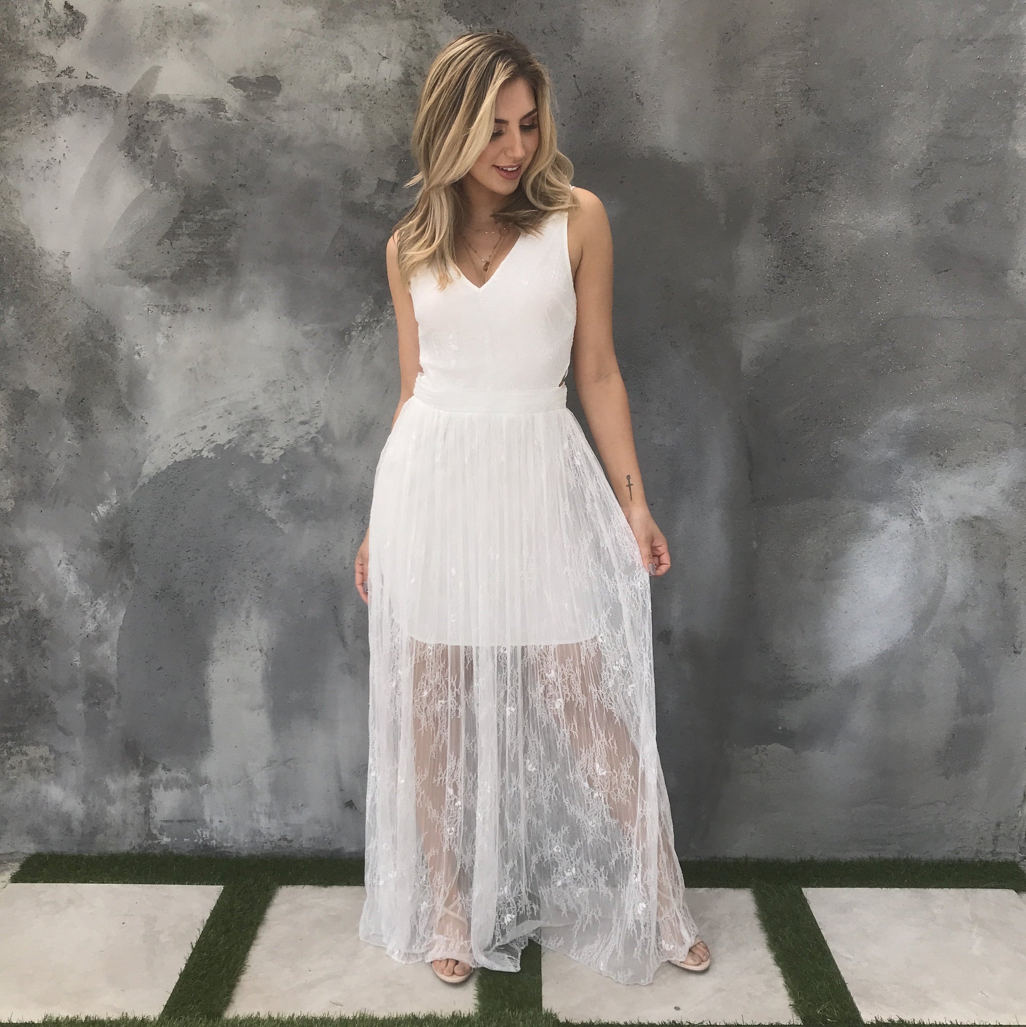 Under The Moonlight Maxi Dress in White - Dainty Hooligan